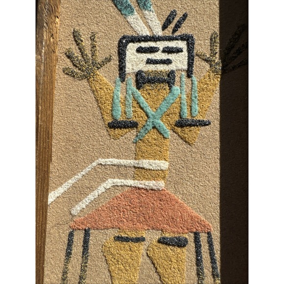 Vintage Navajo Sand Painting Art James Joe Native American Healing God 7.5X4.5" - Picture 9 of 11